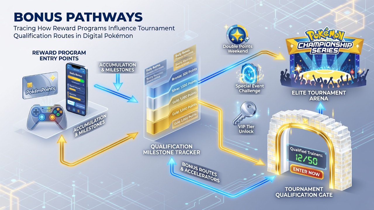 Diagram van kwalificatieroutes via beloningsprogramma's in digitale poker