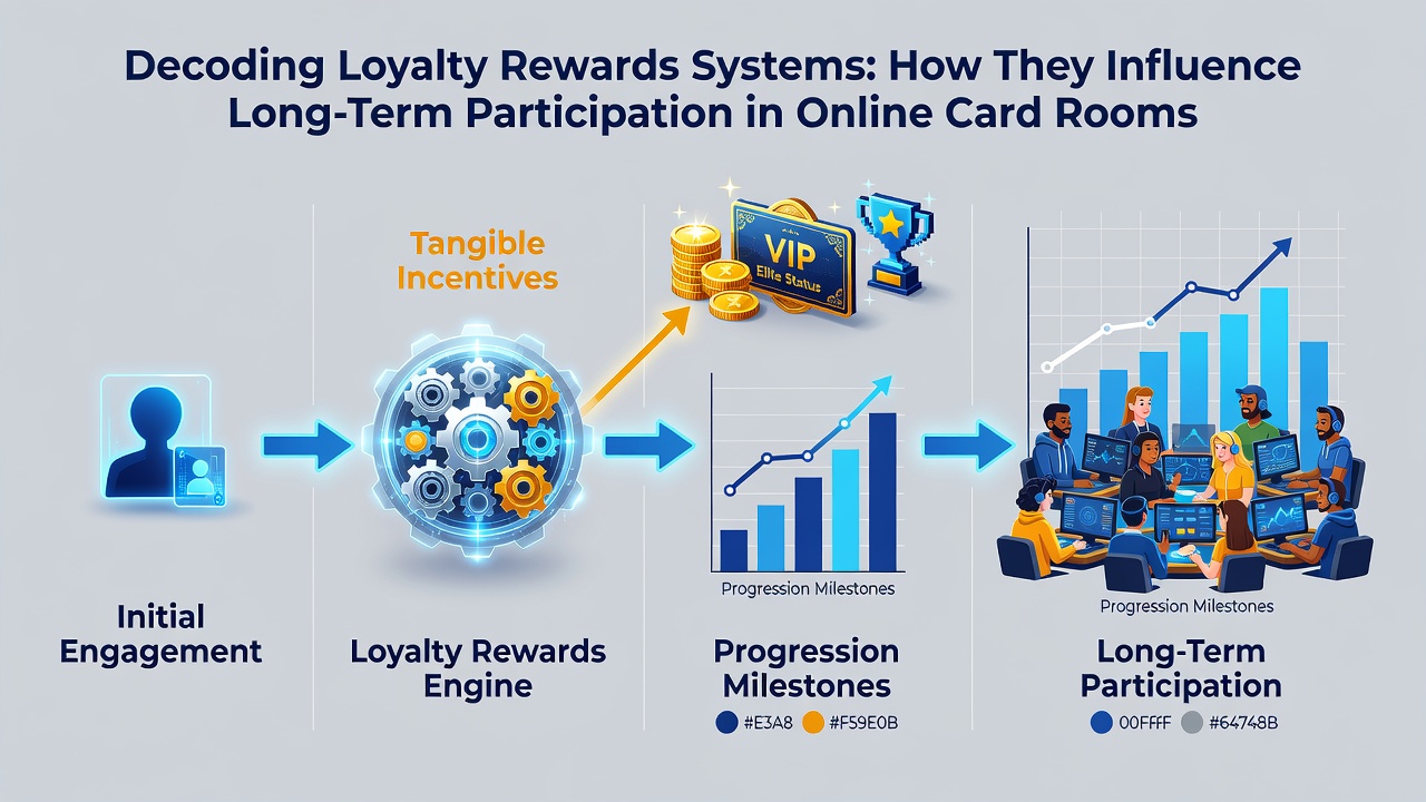 Grafiek die retentiepercentages toont bij spelers met en zonder loyaliteitsbeloningen in online card rooms