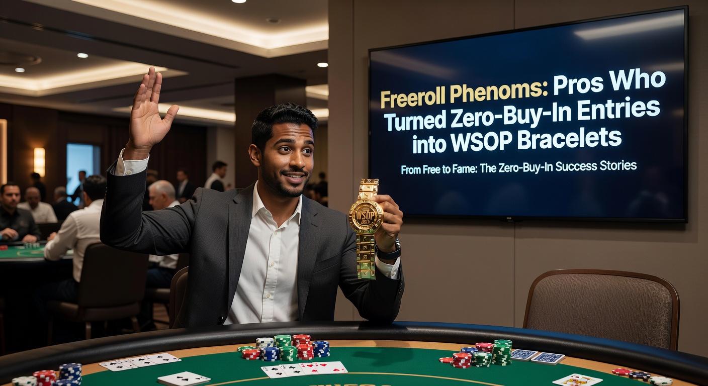 Een intense freeroll finale-tafel met spelers die vechten om een ticket naar grotere toernooien en ultieme WSOP-dromen
